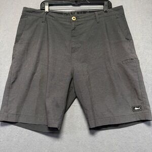 Pelagic Mako Hybrid Fishing Shorts Mens 38 Charcoal Grey Heather 4-Way Stretch